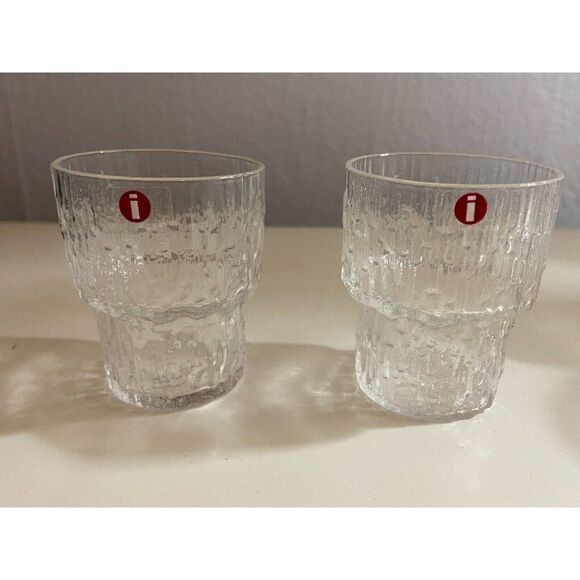 Iittala Paadar Shot Liquor Glasses Tapio Wirkkala Iceberg Icicle Set of 2 - Picture 1 of 11